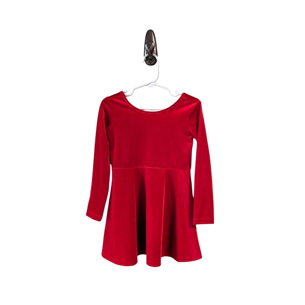 The Children's Place Velour Dress 18-24 Months Red Long Sleeve Festive Holiday